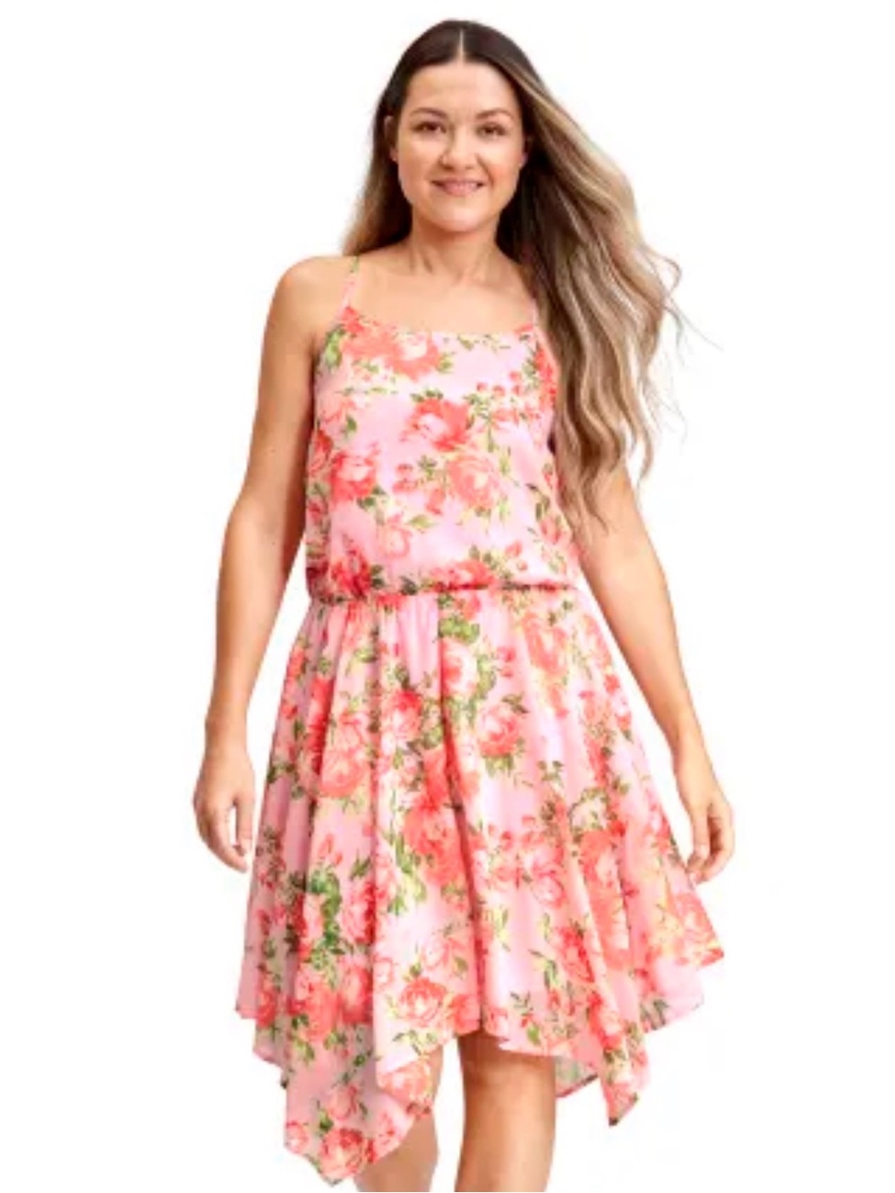 The Children’s Place Mommy & Me Pink Floral Sharkbite Hem Dress Sz 4 NWOT